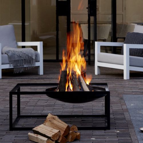 Wood-burning fire pit - SLIDE - Konstantin Slawinski - steel / with barbecue