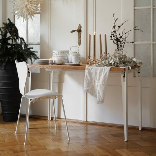 Contemporary table - LOBO - TIPTOE - oak / powder-coated steel base / rectangular