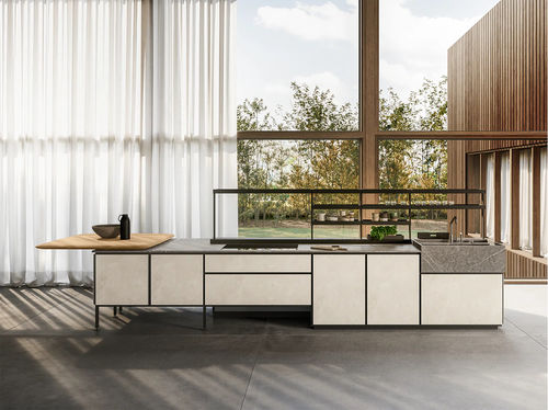 Contemporary kitchen - SALINAS - Boffi - solid wood / walnut / glass