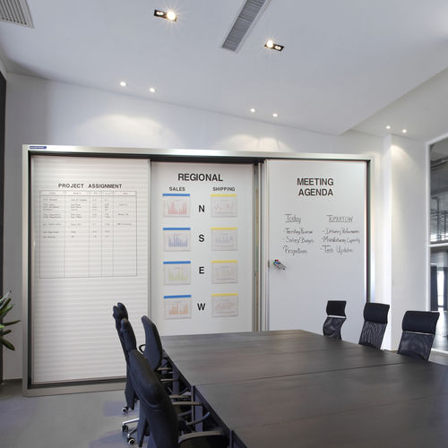 Multiple board - TRACKWALL—Sliding Whiteboard Panels - Magnatag Visible Systems - magnetic / erasable / wall-mounted