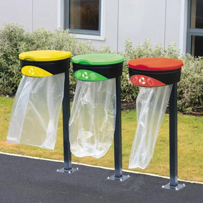 Public trash bag holder - ORBIS™  - Glasdon Group Limited - with legs / metal / commercial