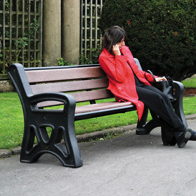 Rustic public bench - PHOENIX JUBILEE™  - Glasdon Group Limited - recycled plastic / composite / with backrest