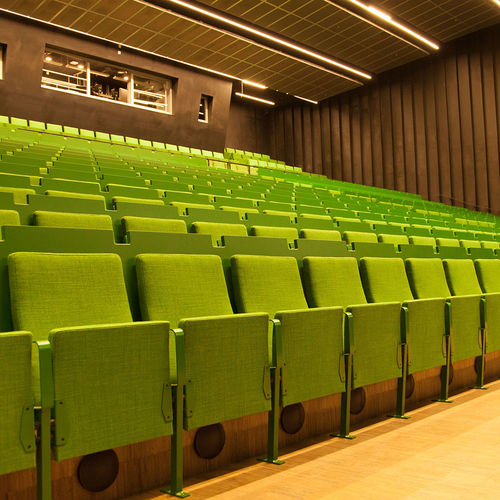 Contemporary auditorium seating - FORM - Hamari - fabric / leather / plywood