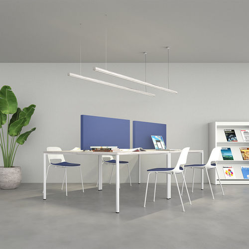 Desk mounted office divider - SCRIBA - Caruso Acoustic - in acoustic fabric / soundproof / modular