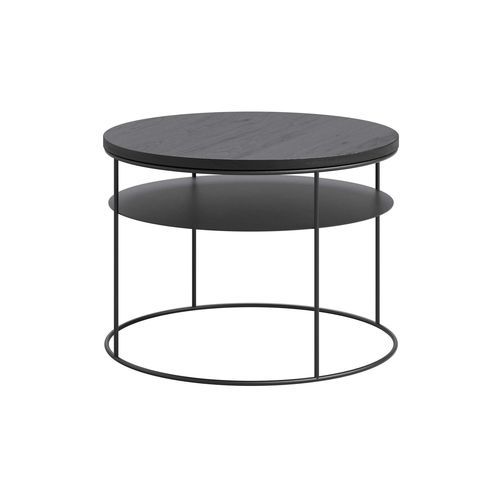 Minimalist design coffee table - AMSTERDAM ∅ 60 CM - take me HOME. - wood veneer / powder-coated steel / oak