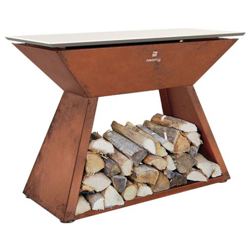 Outdoor plancha - DESSERTE - Finoptim - wood-burning / floor-standing