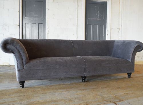 Chesterfield sofa - MARLOW - Abode Sofas - velvet / brown / mahogany base