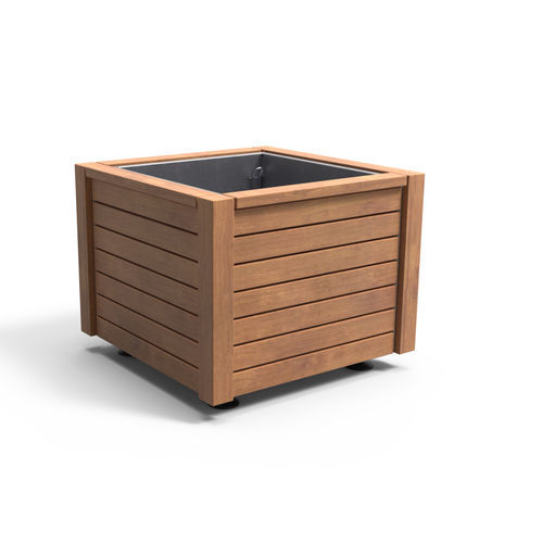 Wooden planter - MUSA - CROSO FRANCE - galvanised steel / square / height-adjustable