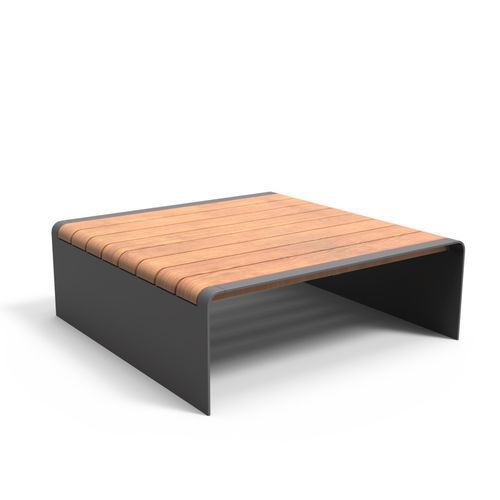 Contemporary public bench - BEND &agrave; planches - CROSO FRANCE - exotic wood / galvanised steel / without backrest