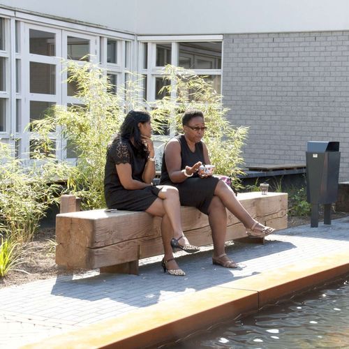 Contemporary public bench - PURE - CROSO FRANCE - wooden / galvanised steel / without backrest