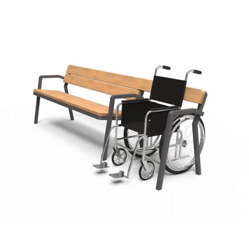 Handicapped public bench - CHAT SENIOR - CROSO FRANCE - modern / steel / exotic wood