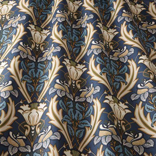 Upholstery fabric - NAVY FLORAL - Loome Fabrics - for curtain / floral pattern / cotton