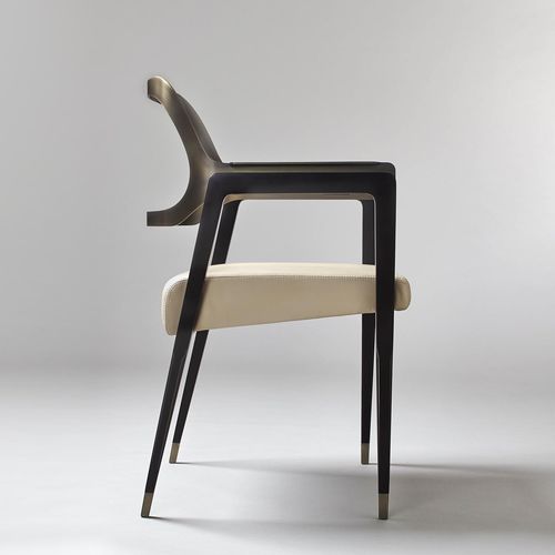 Contemporary chair - CARLTON  - Rossato Srl - indoor / leather / walnut base
