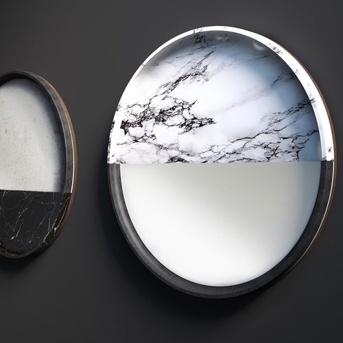 Wall-mounted mirror - VANITY  - Rossato Srl - contemporary / round / marble