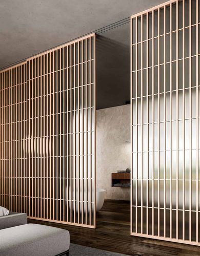 Interior door - JAPO - adielle srl - aluminum / sliding / pivoting with offset axis