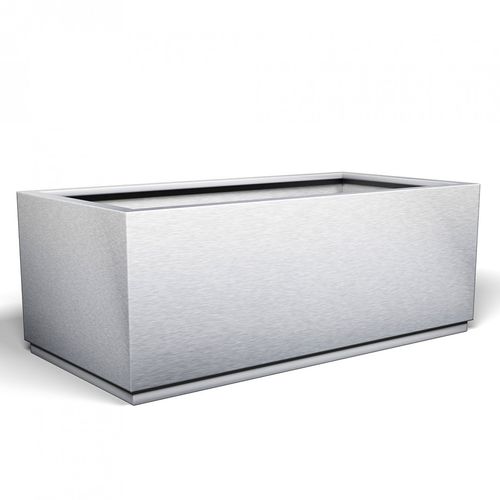 Brushed stainless steel planter - VAS-FLP-INX - FUSAROMARIOSRL - rectangular / contemporary / commercial