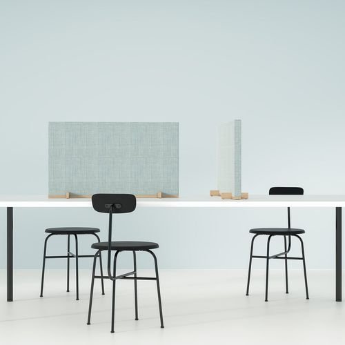 Desk mounted office divider - DEZIBEL FLEXIBLE - ZilenZio - fabric / ash / modular