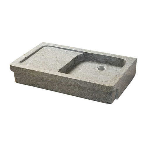 Countertop washbasin - PANGEA - granite / with counter / rectangular