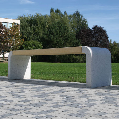 Contemporary garden bench - UHL - wooden / concrete