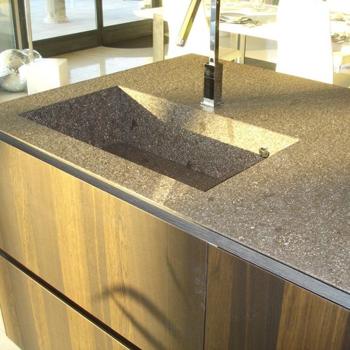 Stone countertop - FUSION SINK - EURO PORFIDI - commercial / kitchen