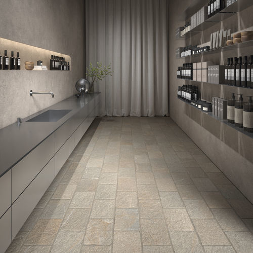 Stone tile - FLAMED - KRONOS CERAMICHE - matte / indoor / bathroom