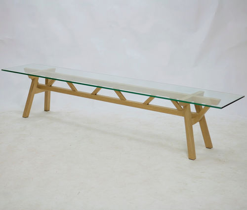 Contemporary bench - CINDERELLA APORT  - TEBIAN - oak / glass