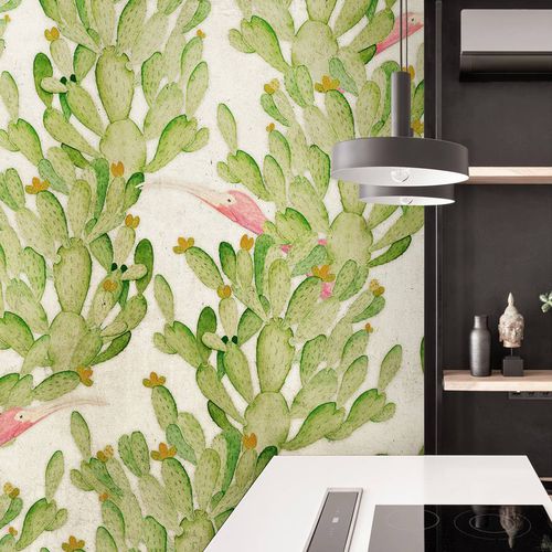 Contemporary wallpaper - CACTUS DREAM - Wallpepper - cellulose fiber / natural fiber / nature pattern
