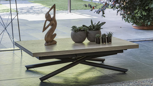 Contemporary coffee table - LOTUS - altacom italia - glass / melamine / metal base