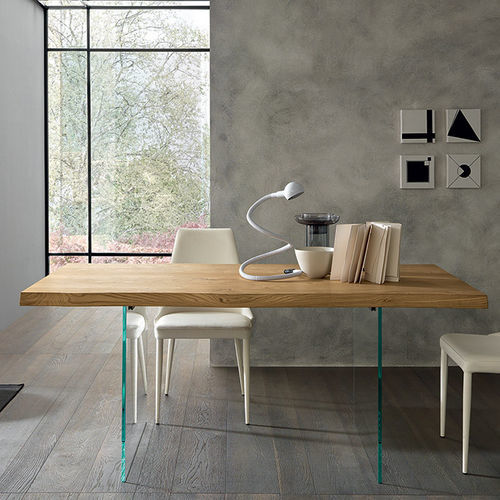 Contemporary dining table - MERIDIANO - altacom italia - oak / melamine / glass base