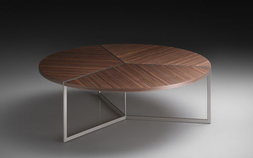 Contemporary Coffee Table Bailey Pinton Sas Walnut Painted Metal Round - Bailey Coffee Table