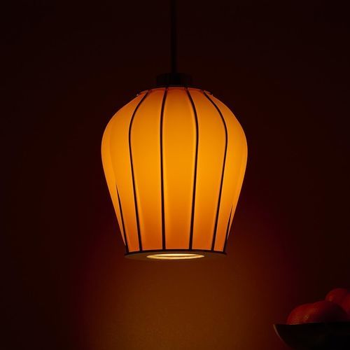 Pendant lamp - SKY LANTERN APRICOT - MYDRIAZ - polished brass / nickel / sandblasted glass