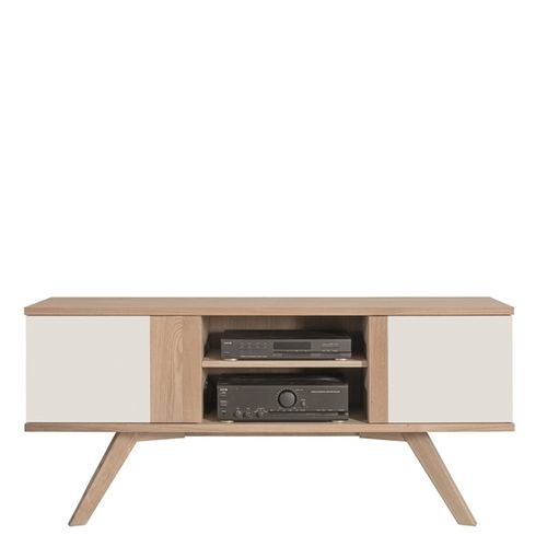 Contemporary TV cabinet - Senales - Fameg - with shelves / oak / white