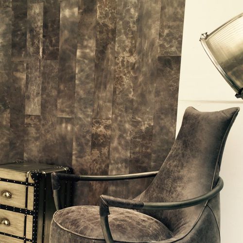 Leather wall-covering - TEXAS ANTRACITE - Lost Cowboys.com - textured / tile look / home