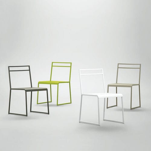 Contemporary chair - SHEER - da - indoor / leather / metal base