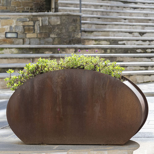 Galvanised steel planter - Retrò - Bottega 7 - COR-TEN® steel / curved / contemporary