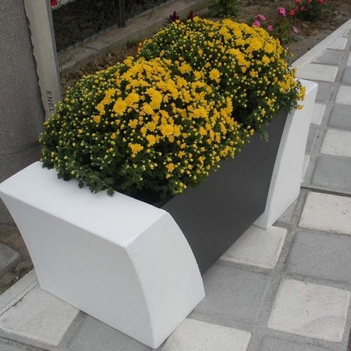 Cement planter - Block - Bottega 7 - galvanised steel / marble / contemporary