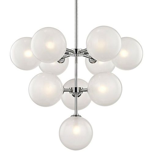 Modern chandelier - JR1980 ASHLEIGH - Alan Mizrahi Lighting - glass / steel / 10 light