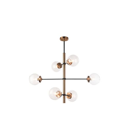 Art Deco chandelier - IQ2173 ENCHANT - Alan Mizrahi Lighting - glass / 6 light / with globes