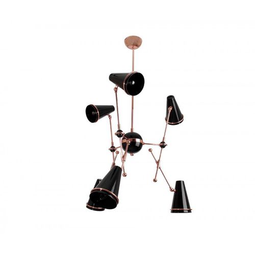 Vintage chandelier - IQ8070 TOPHANE SUSPENSION - Alan Mizrahi Lighting - metal / 6 light / commercial