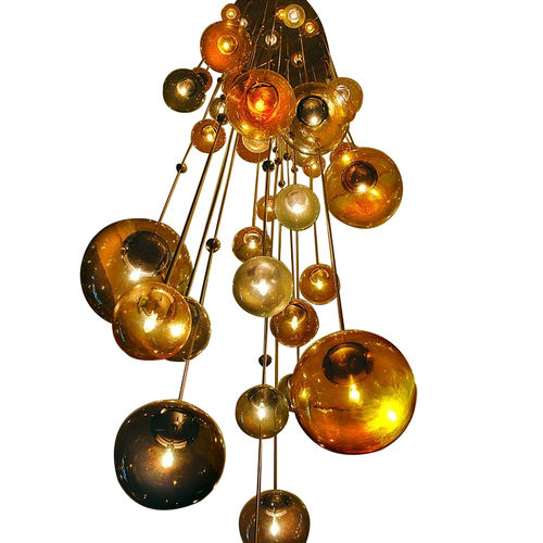 Contemporary chandelier - KA1808 CIRQUE - Alan Mizrahi Lighting - blown glass / bronze / commercial