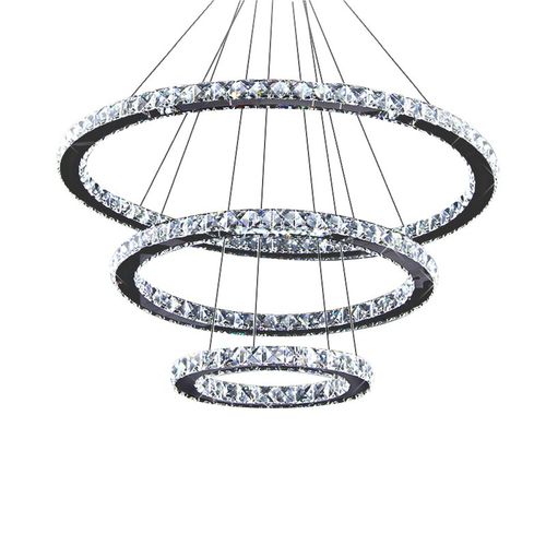Contemporary chandelier - AM6123 CIRCLE - Alan Mizrahi Lighting - crystal / stainless steel / commercial