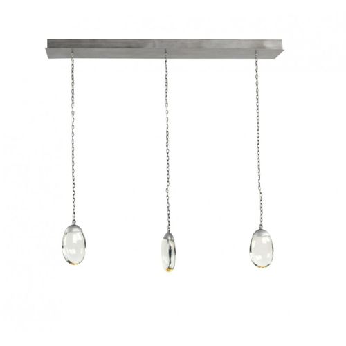 Pendant lamp - KA1907 CELESTIAL PEBBLE LINEAR - Alan Mizrahi Lighting - iron / glass / contemporary