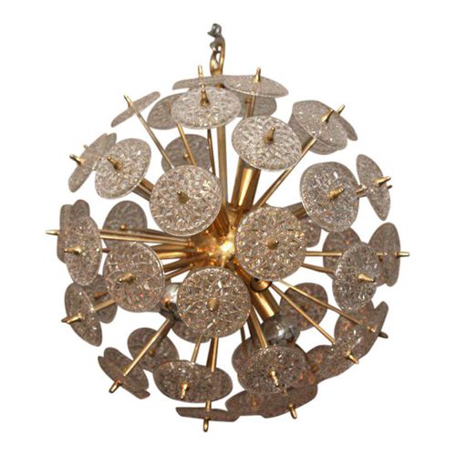 Venetian style chandelier - KA1306 BELGIAN SNOWFLAKE - Alan Mizrahi Lighting - brass / glass / 10 light