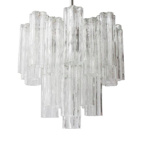 Venetian style chandelier - QZ6660 TRONCHI GLASS - Alan Mizrahi Lighting - chrome / steel / blown glass