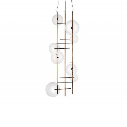 Pendant lamp - KA1855 ALOGENA - Alan Mizrahi Lighting - brass / glass / contemporary