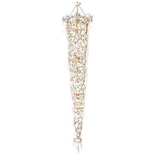 Contemporary chandelier - QZ308 AQUA LONG - Alan Mizrahi Lighting - bronze / glass / commercial