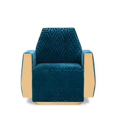 Contemporary club chair - DORIS - Essential Home - velvet / metal / gray