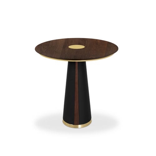 Contemporary bistro table - BERTOIA - Essential Home - walnut / polished brass / brass base