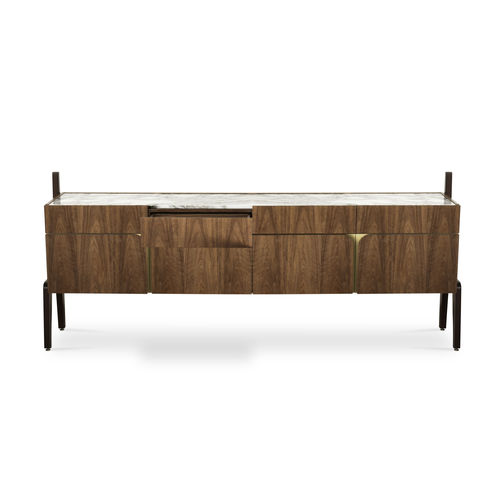 Scandinavian design sideboard - VITTORIO  - Essential Home - lacquered wood / walnut / brushed brass
