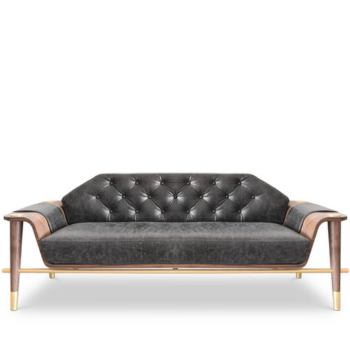 Modern sofa - CURTIS - Essential Home - fabric / wooden / leather